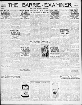 Barrie Examiner, 4 Oct 1934