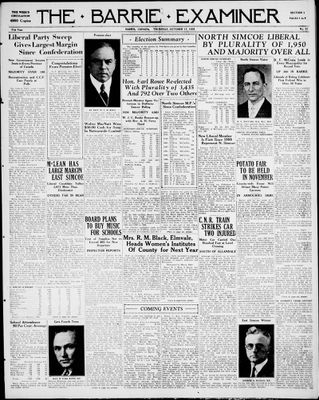 Barrie Examiner, 17 Oct 1935