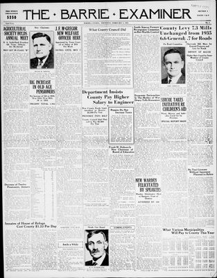 Barrie Examiner, 6 Feb 1936