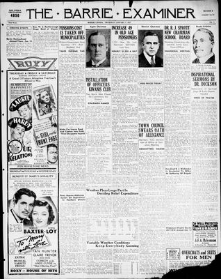 Barrie Examiner, 7 Jan 1937