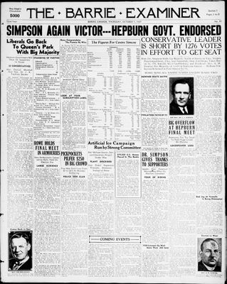 Barrie Examiner, 7 Oct 1937