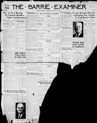 Barrie Examiner, 6 Jan 1938