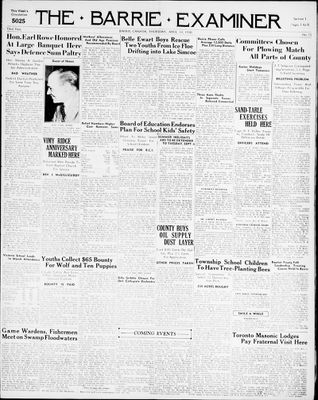 Barrie Examiner, 14 Apr 1938