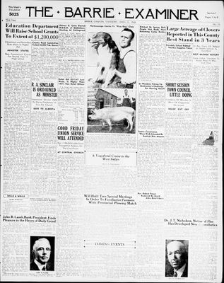 Barrie Examiner, 21 Apr 1938