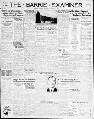 Barrie Examiner, 8 Dec 1938