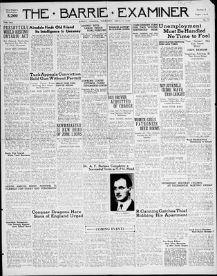 Barrie Examiner, 27 Apr 1939