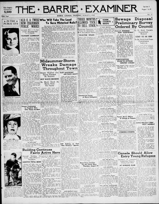 Barrie Examiner, 3 Aug 1939