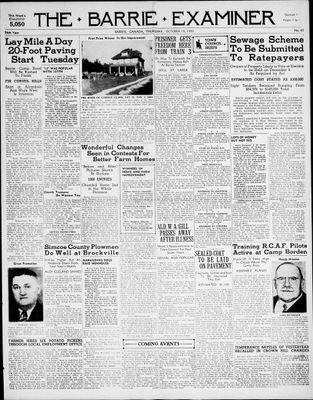 Barrie Examiner, 19 Oct 1939