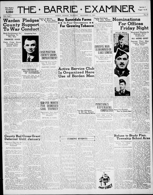 Barrie Examiner, 23 Nov 1939