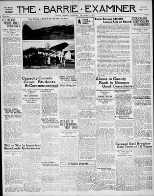 Barrie Examiner, 14 Dec 1939