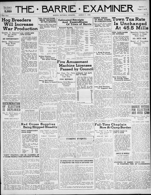 Barrie Examiner, 7 Mar 1940