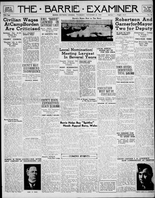 Barrie Examiner, 28 Nov 1940