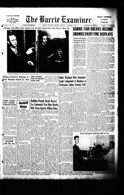 Barrie Examiner, 5 Oct 1953