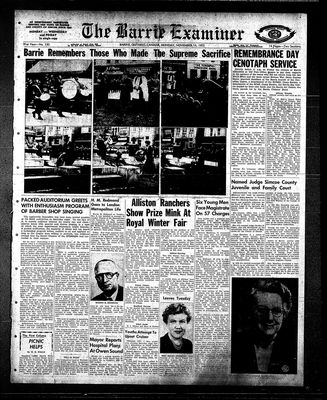 Barrie Examiner, 14 Nov 1955