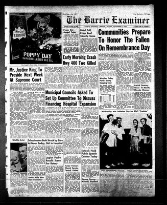 Barrie Examiner, 9 Nov 1956