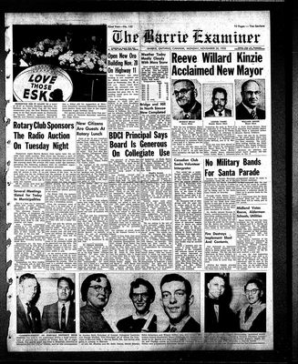 Barrie Examiner, 26 Nov 1956