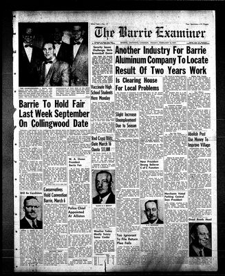 Barrie Examiner, 8 Feb 1957