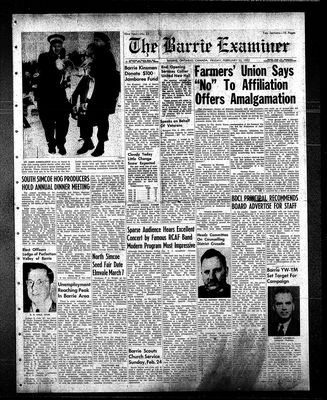 Barrie Examiner, 22 Feb 1957