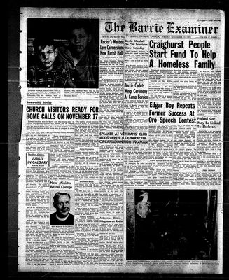 Barrie Examiner, 15 Nov 1957