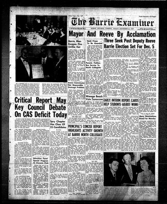 Barrie Examiner, 22 Nov 1957