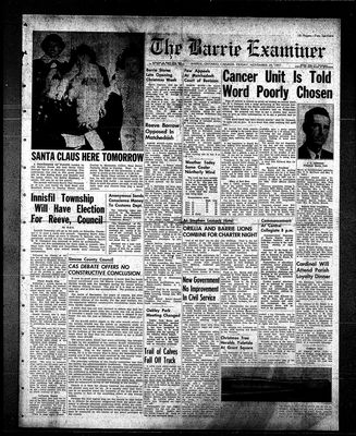 Barrie Examiner, 29 Nov 1957