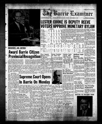 Barrie Examiner, 6 Dec 1957