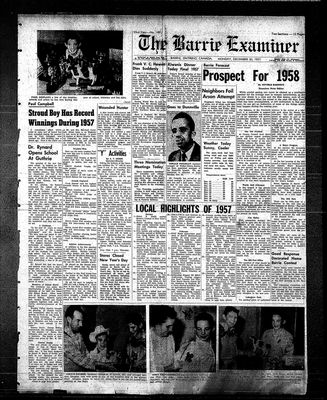 Barrie Examiner, 30 Dec 1957