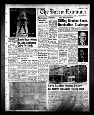 Barrie Examiner, 17 Feb 1958