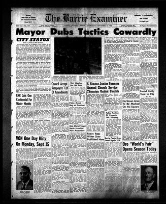 Barrie Examiner, 10 Sep 1958