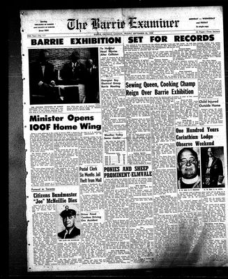 Barrie Examiner, 26 Sep 1958