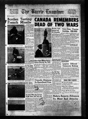 Barrie Examiner, 11 Nov 1959