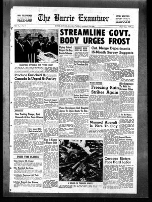 Barrie Examiner, 12 Jan 1960