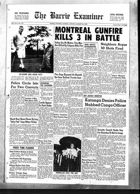 Barrie Examiner, 22 Aug 1960