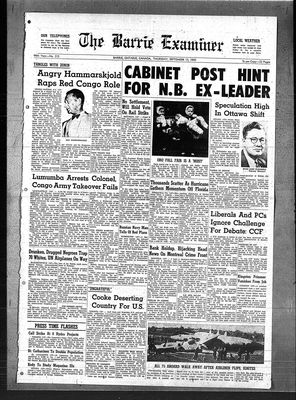 Barrie Examiner, 15 Sep 1960