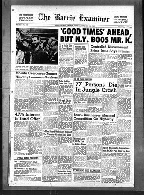 Barrie Examiner, 19 Sep 1960