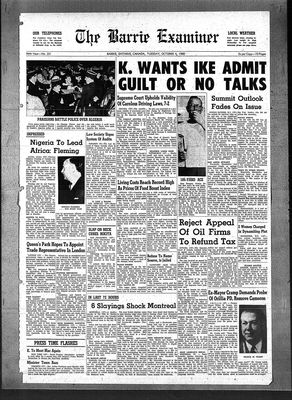 Barrie Examiner, 4 Oct 1960