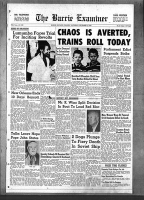 Barrie Examiner, 3 Dec 1960