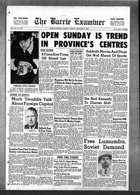 Barrie Examiner, 6 Dec 1960