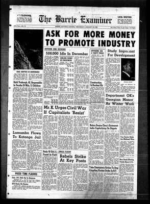 Barrie Examiner, 18 Jan 1961