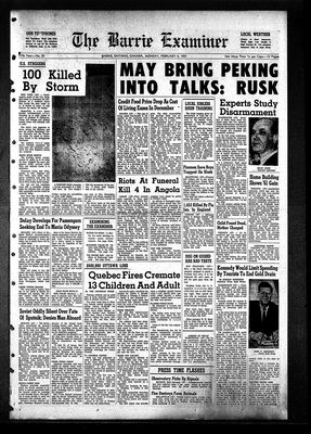 Barrie Examiner, 6 Feb 1961