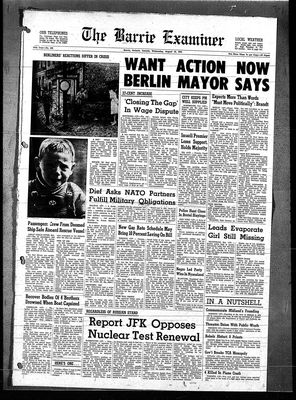 Barrie Examiner, 16 Aug 1961