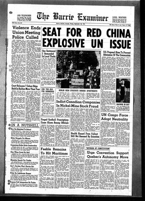 Barrie Examiner, 22 Sep 1961