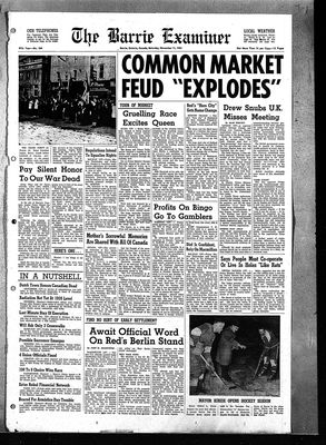 Barrie Examiner, 11 Nov 1961