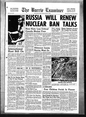 Barrie Examiner, 21 Nov 1961