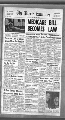 Barrie Examiner, 3 Aug 1962