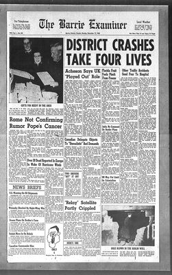 Barrie Examiner, 17 Dec 1962