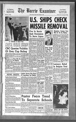 Barrie Examiner, 9 Nov 1962