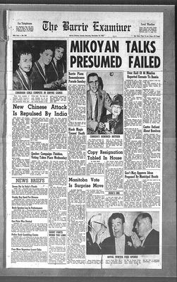 Barrie Examiner, 10 Nov 1962