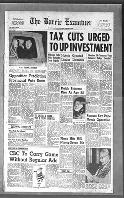 Barrie Examiner, 28 Nov 1962