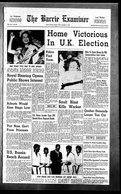 Barrie Examiner, 8 Nov 1963